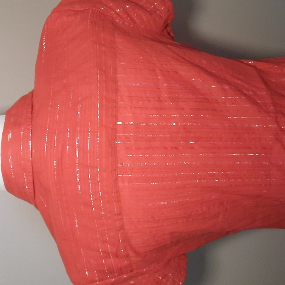 Style & Co. Women's Orange Crinkly Camp Shirt - Picture 3 of 5